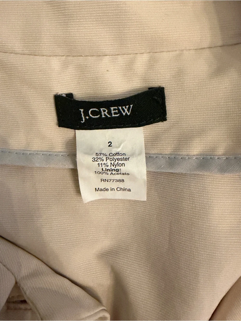 J Crew Cream Button-Front Tailored Jacket